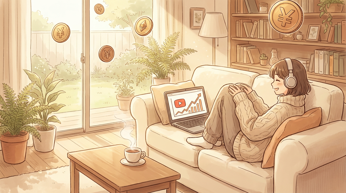 AIで自動収益を得る様子